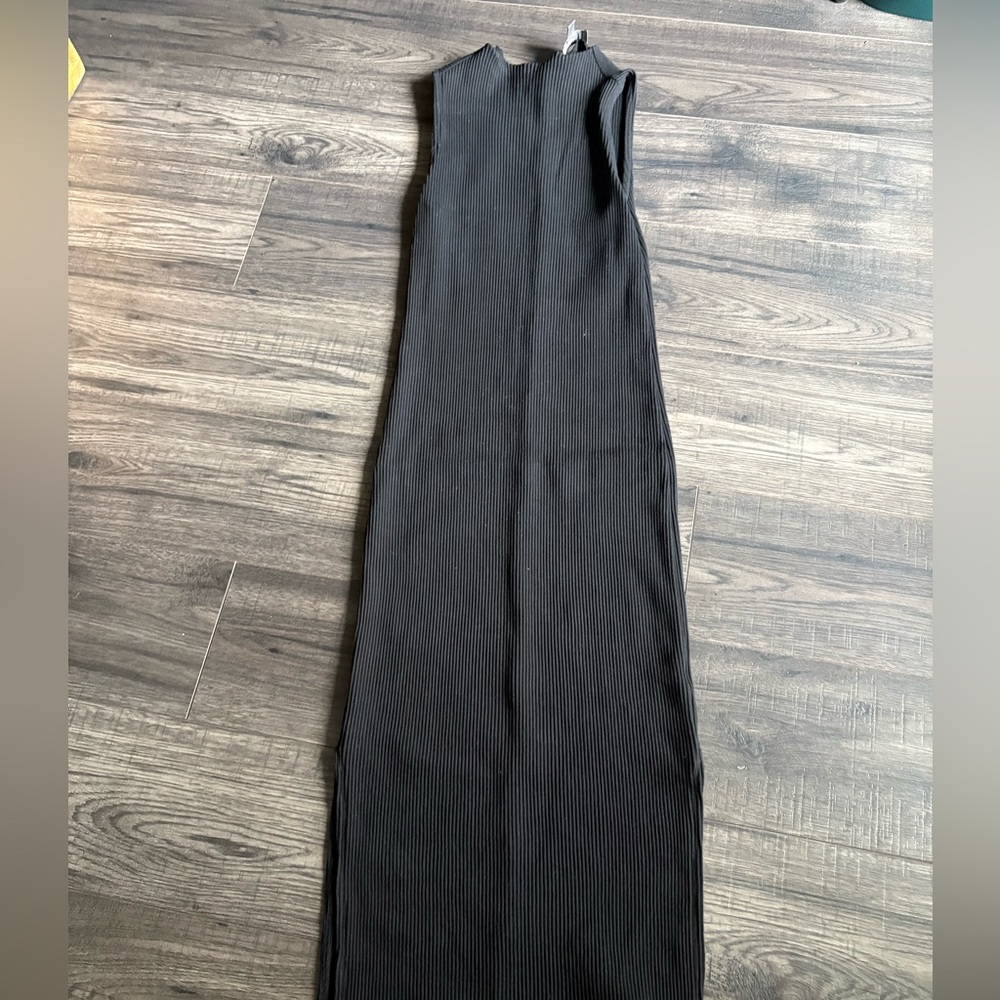 Highline Collective Sleeveless Ribbed Black Maxi Dress